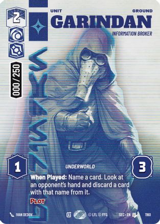 Garindan - Information Broker (Serialized) (1160) [Secrets of Power] Foil Star Wars: Unlimited Single Disney
