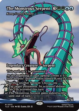 The Monstrous Serpent - Koma, Cosmos Serpent (Borderless) (TLE-051) [Avatar: The Last Airbender: Eternal-Legal] Foil MTG Single Wizards of the Coast