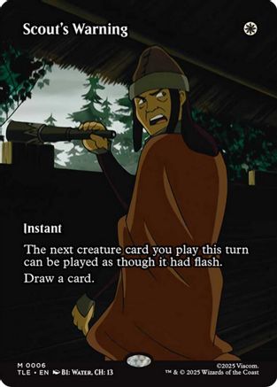 Scout's Warning (Borderless) (TLE-006) [Avatar: The Last Airbender: Eternal-Legal] MTG Single Wizards of the Coast