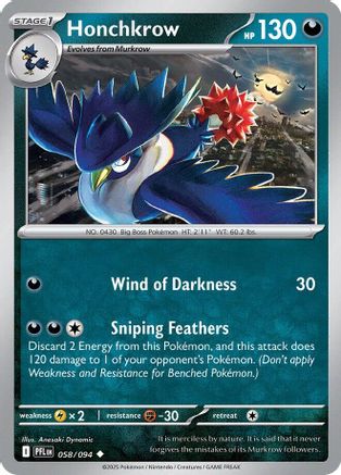 Honchkrow (58) Reverse Holofoil [ME02 Phantasmal Flames] Pokemon Single Pokémon