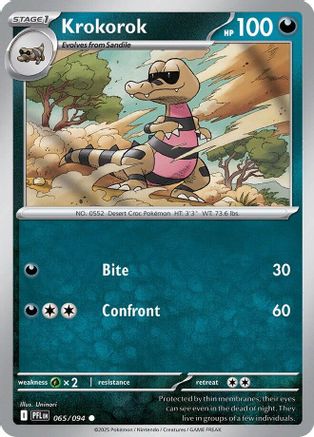 Krokorok (65) Reverse Holofoil [ME02 Phantasmal Flames] Pokemon Single Pokémon