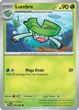 Lombre (6) Reverse Holofoil [ME02 Phantasmal Flames] Pokemon Single Pokémon