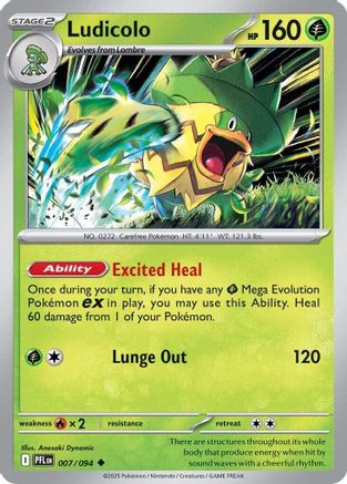 Ludicolo - 007/094 Reverse Holofoil [ME02 Phantasmal Flames] Pokemon Single Pokémon