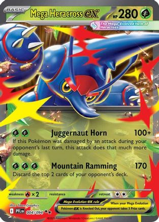 Mega Heracross ex - 004/094 Holofoil [ME02 Phantasmal Flames] Pokemon Single Pokémon