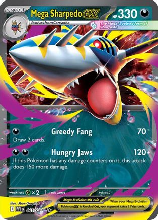 Mega Sharpedo ex - 061/094 Holofoil [ME02 Phantasmal Flames] Pokemon Single Pokémon