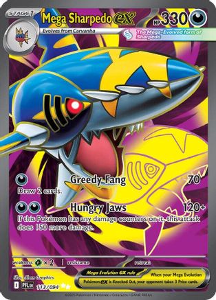 Mega Sharpedo ex - 113/094 (113) Holofoil [ME02 Phantasmal Flames] Pokemon Single Pokémon