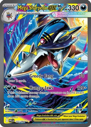 Mega Sharpedo ex - 127/094 (127) Holofoil [ME02 Phantasmal Flames] Pokemon Single Pokémon