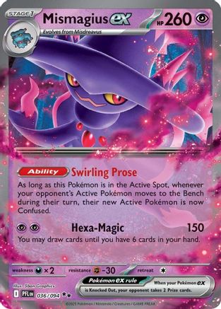 Mismagius ex - 036/094 Holofoil [ME02 Phantasmal Flames] Pokemon Single Pokémon
