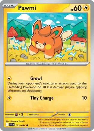 Pawmi (32) Reverse Holofoil [ME02 Phantasmal Flames] Pokemon Single Pokémon
