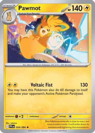Pawmot (34) Reverse Holofoil [ME02 Phantasmal Flames] Pokemon Single Pokémon