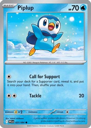 Piplup - 027/094 (27) Reverse Holofoil [ME02 Phantasmal Flames] Pokemon Single Pokémon