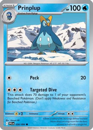 Prinplup (28) Reverse Holofoil [ME02 Phantasmal Flames] Pokemon Single Pokémon