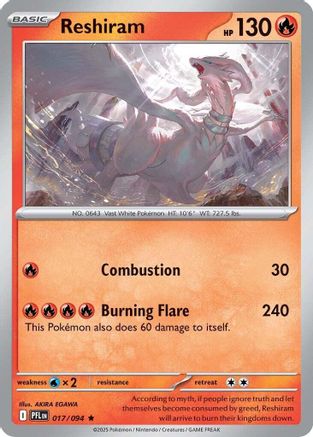 Reshiram (17) Holofoil [ME02 Phantasmal Flames] Pokemon Single Pokémon