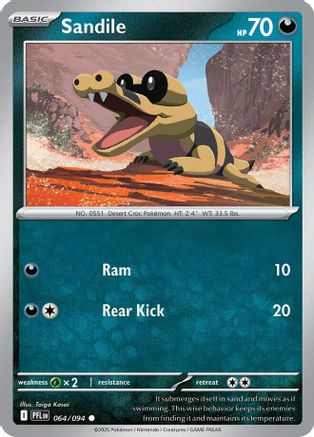 Sandile (64) Reverse Holofoil [ME02 Phantasmal Flames] Pokemon Single Pokémon