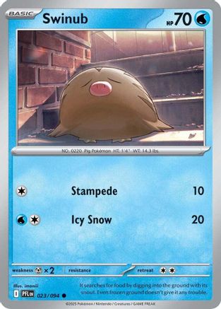 Swinub (23) Reverse Holofoil [ME02 Phantasmal Flames] Pokemon Single Pokémon
