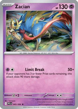 Zacian - 045/094 Holofoil [ME02 Phantasmal Flames] Pokemon Single Pokémon