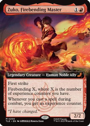 Zuko, Firebending Master (Extended Art) (TLE-200) [Avatar: The Last Airbender: Eternal-Legal] Foil MTG Single Wizards of the Coast