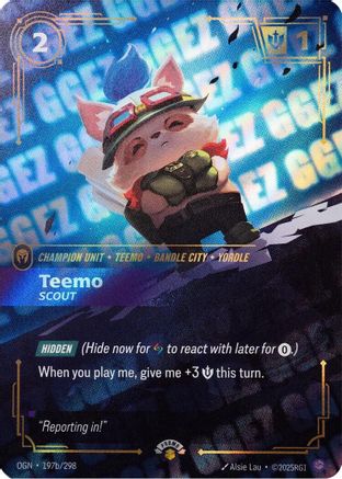 Teemo - Scout (GG EZ) (197b/298) [Riftbound Organized Play Promotional Cards] Foil Riftbound Singles Riot Games