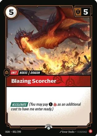 Blazing Scorcher (001/298) [Riftbound Organized Play Promotional Cards] Foil Riftbound Singles Riot Games