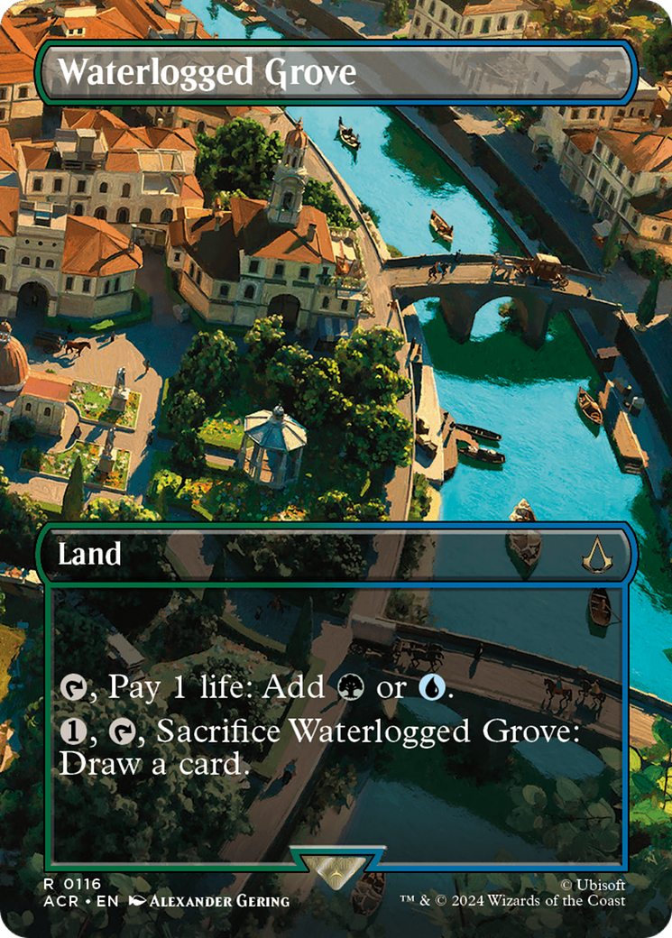 Waterlogged Grove (ACR-116) [Assassin's Creed] (Borderless) Foil MTG Single Wizards of the Coast