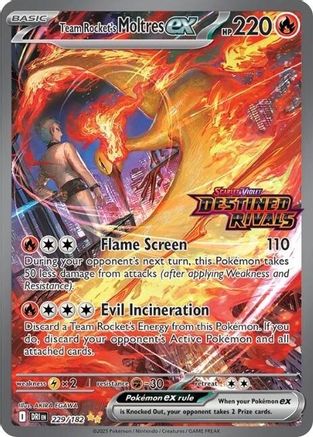 Team Rocket's Moltres ex - 229/182 (Destined Rivals Stamp) Holofoil [Misc: Cards & Products] Pokemon Single Pokémon