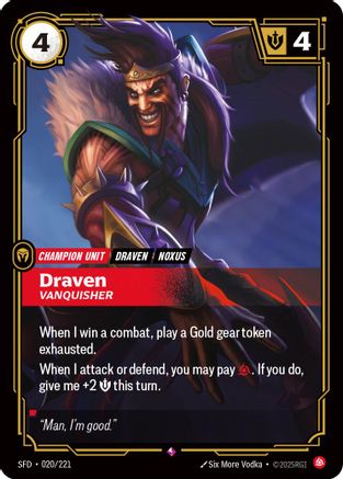 Draven - Vanquisher (020/221) [Spiritforged] Foil Riftbound Singles Riot Games