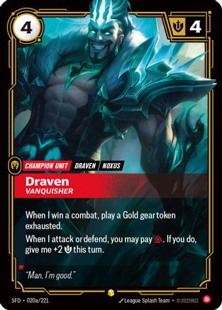 Draven - Vanquisher (Alternate Art) (020a/221) [Spiritforged] Foil Riftbound Singles Riot Games