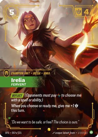 Irelia - Fervent (Alternate Art) (057a/221) [Spiritforged] Foil Riftbound Singles Riot Games