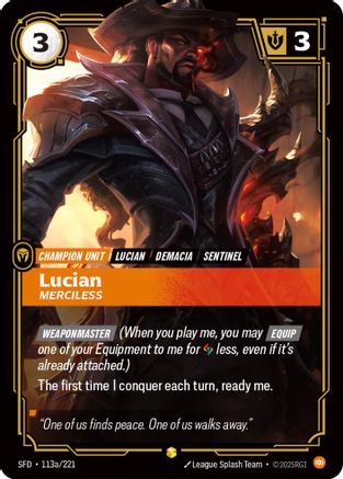 Lucian - Merciless (Alternate Art) (113a/221) [Spiritforged] Foil Riftbound Singles Riot Games