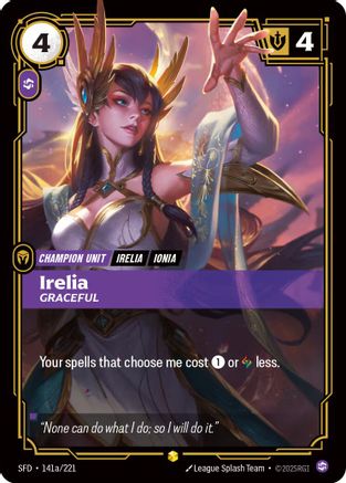 Irelia - Graceful (Alternate Art) (141a/221) [Spiritforged] Foil Riftbound Singles Riot Games