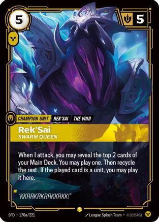 Rek'Sai - Swarm Queen (Alternate Art) (170a/221) [Spiritforged] Foil Riftbound Singles Riot Games