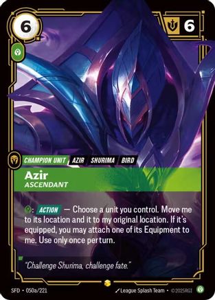 Azir - Ascendant (Alternate Art) (050a/221) [Spiritforged] Foil Riftbound Singles Riot Games