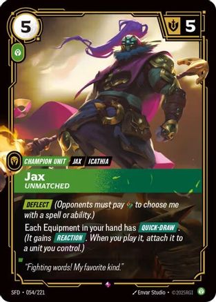 Jax - Unmatched (054/221) [Spiritforged] Foil Riftbound Singles Riot Games