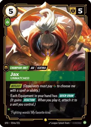 Jax - Unmatched (Alternate Art) (054a/221) [Spiritforged] Foil Riftbound Singles Riot Games