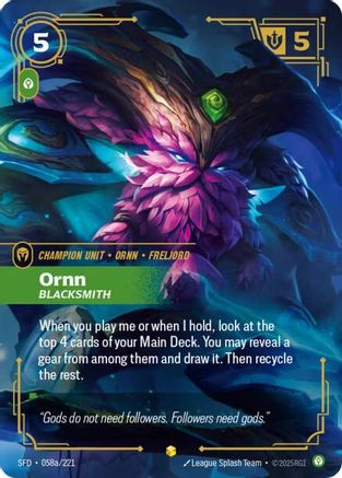 Ornn - Blacksmith (Alternate Art) (058a/221) [Spiritforged] Foil Riftbound Singles Riot Games