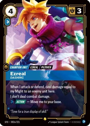 Ezreal - Dashing (Alternate Art) (082a/221) [Spiritforged] Foil Riftbound Singles Riot Games