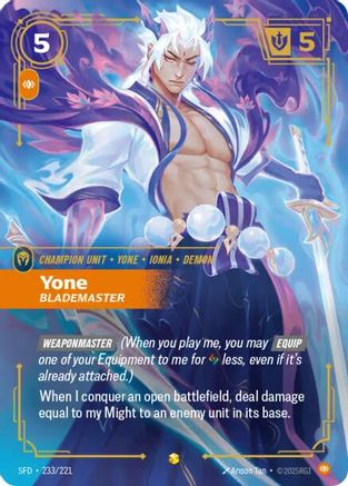 Yone - Blademaster (Overnumbered) (233/221) [Spiritforged] Foil Riftbound Singles Riot Games