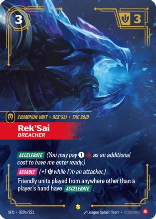 Rek'Sai - Breacher (Alternate Art) (029a/221) [Spiritforged] Foil Riftbound Singles Riot Games