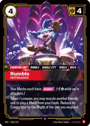 Rumble - Hotheaded (026/221) [Spiritforged] Foil Riftbound Singles Riot Games