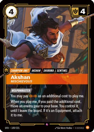 Akshan - Mischievous (109/221) [Spiritforged] Foil Riftbound Singles Riot Games