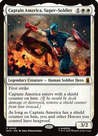 Captain America, Super-Soldier (MSH-009) [Marvel Super Heroes] Foil MTG Single Wizards of the Coast