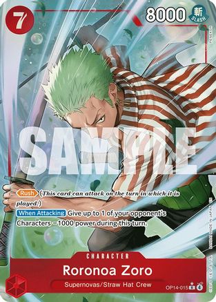 Roronoa Zoro - OP14-015 (Alternate Art) (OP14-015) [The Azure Sea's Seven] Foil One Piece Single Bandai