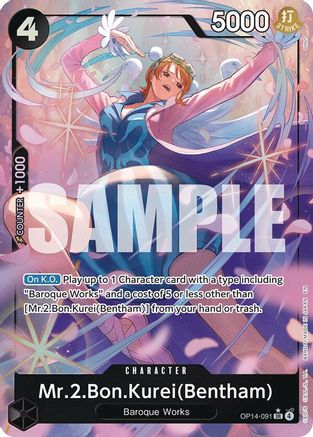 Mr.2.Bon.Kurei (Bentham) (Alternate Art) (OP14-091) [The Azure Sea's Seven] Foil One Piece Single Bandai
