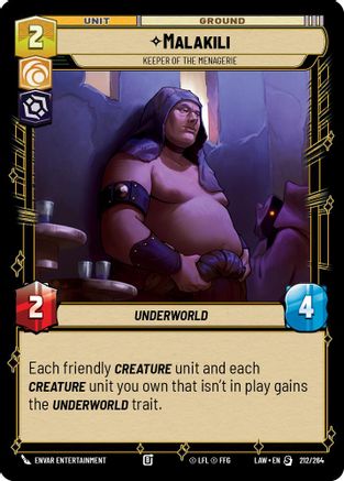 Malakili - Keeper of the Menagerie (212/264) [A Lawless Time] Star Wars: Unlimited Single Disney