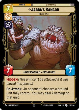 Jabba's Rancor - Snack Time! (216/264) [A Lawless Time] Star Wars: Unlimited Single Disney