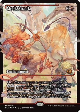 Meek Attack (388) (Showcase) (ECL-388) [Lorwyn Eclipsed] Foil MTG Single Lorwyn Eclipsed