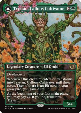 Trystan, Callous Cultivator (Borderless) (ECL-291) [Lorwyn Eclipsed] Foil MTG Single Lorwyn Eclipsed