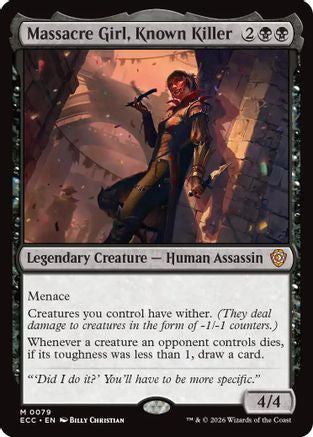 Massacre Girl, Known Killer (ECC-079) [Commander: Lorwyn Eclipsed] MTG Single Commander: Lorwyn Eclipsed