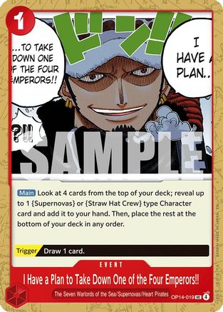 I Have a Plan to Take Down One of the Four Emperors!! (OP14-019) [The Azure Sea's Seven] One Piece Single Bandai
