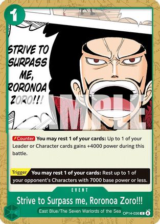 Strive to Surpass me, Roronoa Zoro!!! (OP14-036) [The Azure Sea's Seven] One Piece Single Bandai
